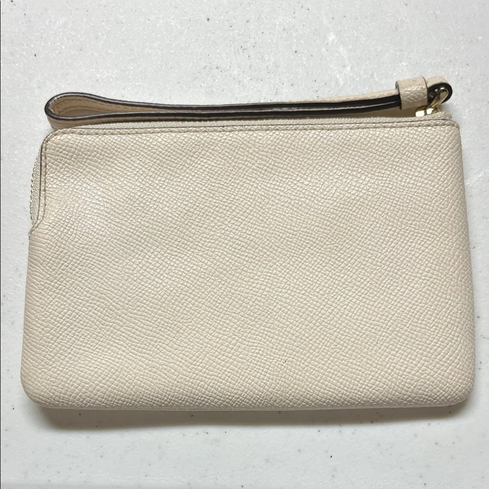 Coach Small Ivory Textured Leather Wristlet